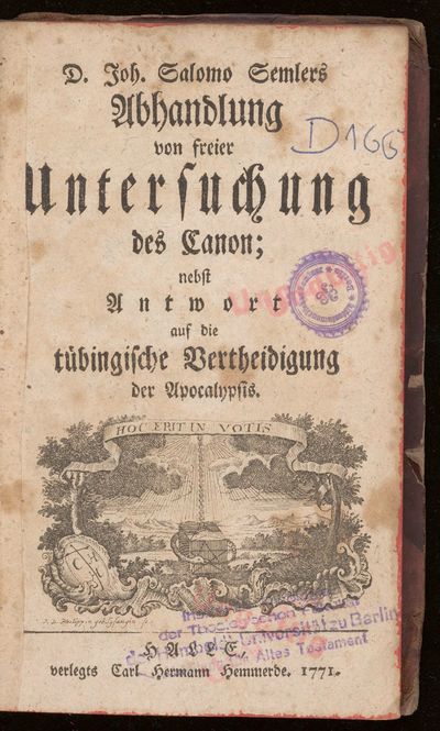 Abhandlung von freier Untersuchung des Canon